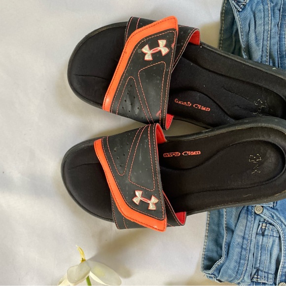 under armour mens sandals size 9 black/orange - Picture 7 of 7